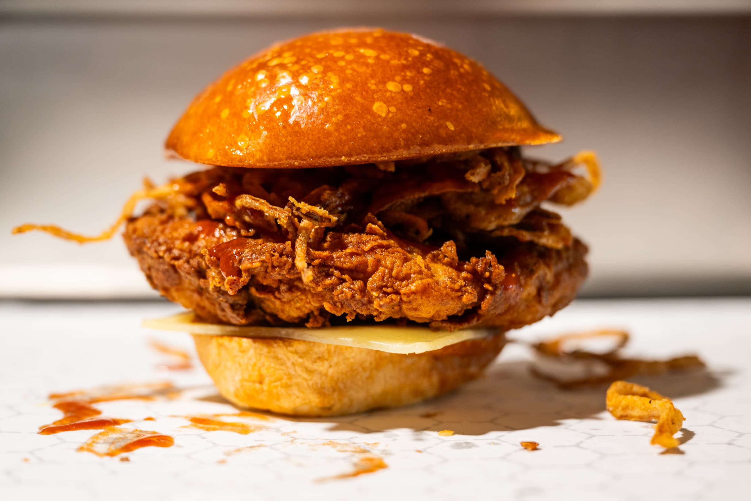 Close-up BBQ sandwich