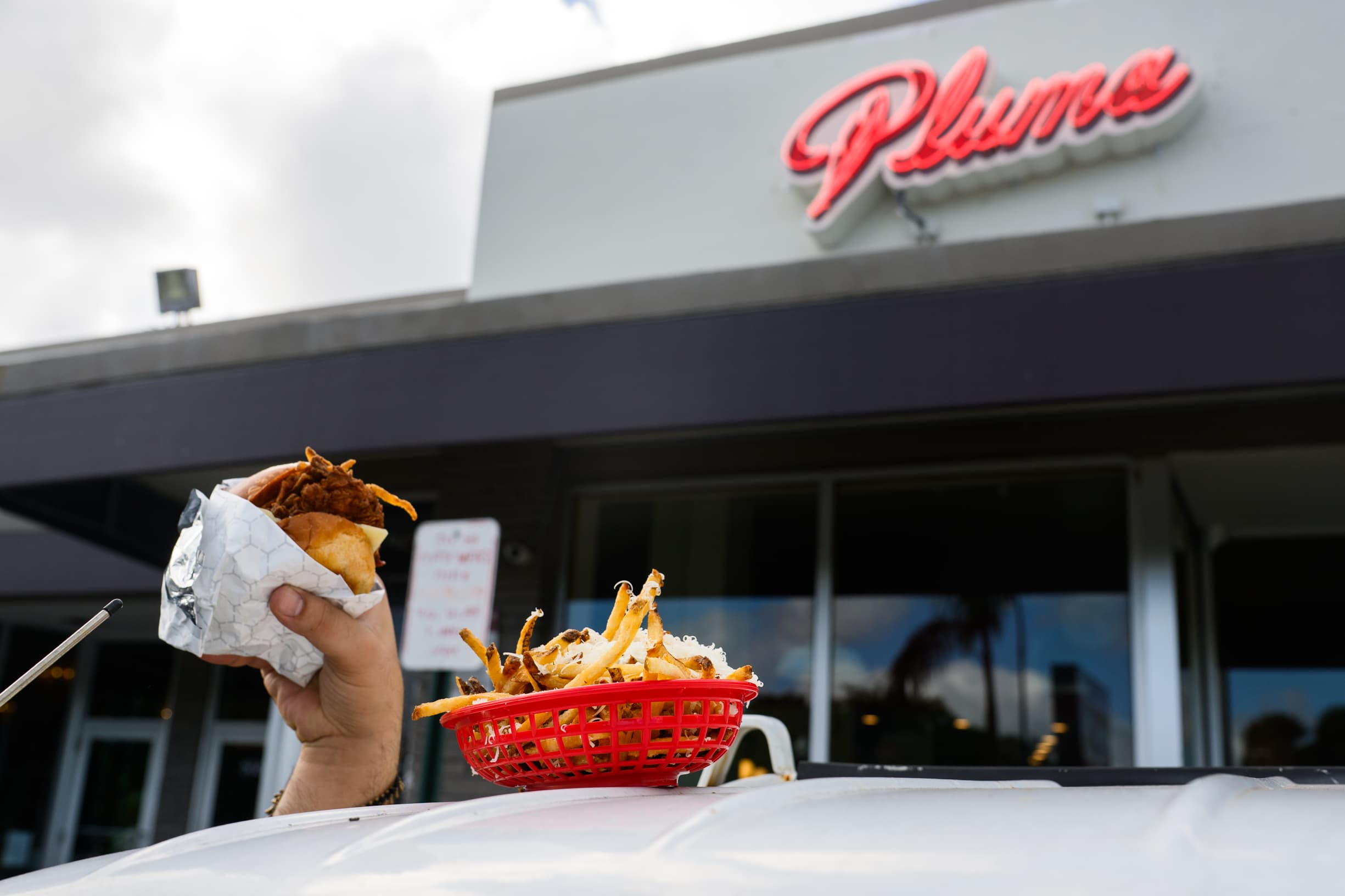 Exterior of Pluma Fried Chicken at 5140 Biscayne Blvd in Miami